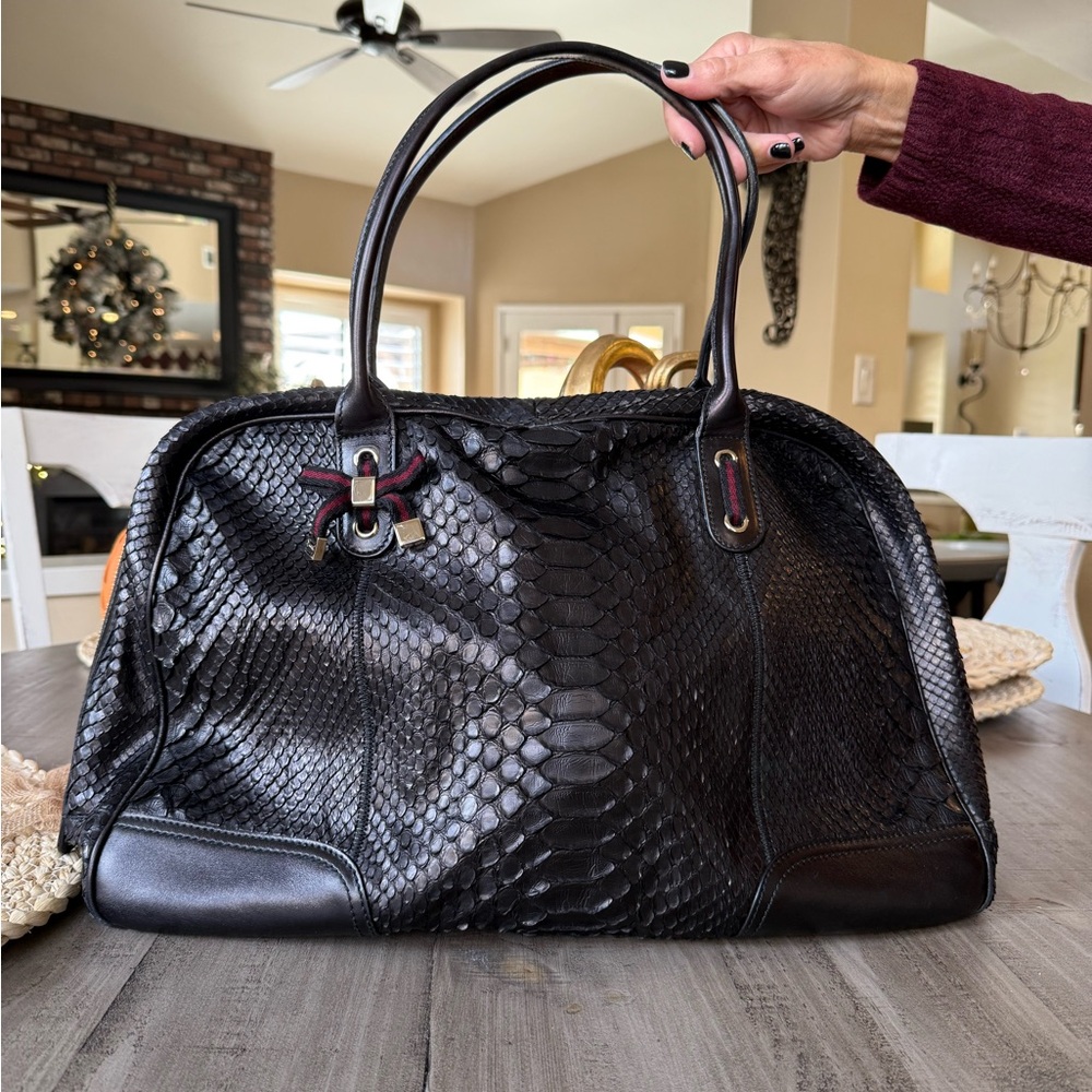 Vintage Gucci Snake Skin Black Bag